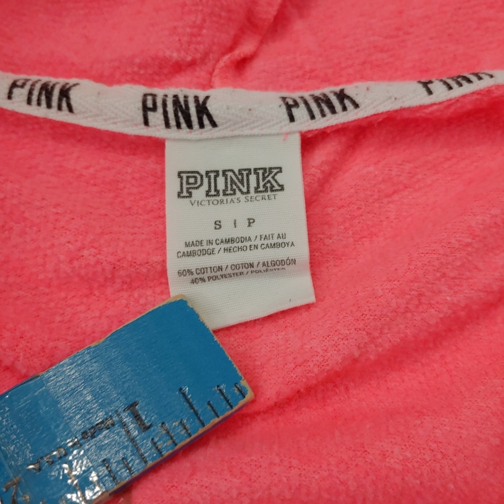 VICTORIA'S SECRET PINK Hot Pink Logo Sweatshirt Full Zip Hoodie Size Small - Picture 5 of 8
